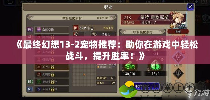 《最終幻想13-2寵物推薦：助你在游戲中輕松戰(zhàn)斗，提升勝率！》