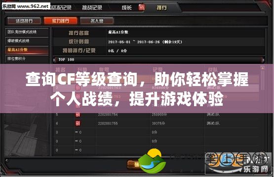查詢(xún)CF等級(jí)查詢(xún)，助你輕松掌握個(gè)人戰(zhàn)績(jī)，提升游戲體驗(yàn)