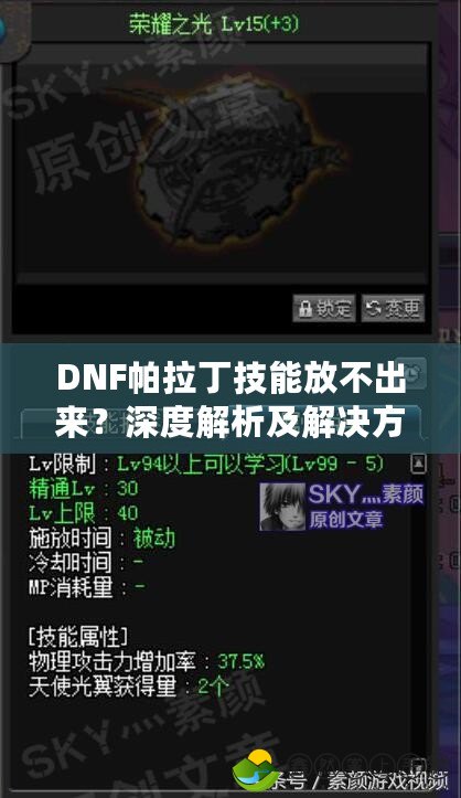 DNF帕拉丁技能放不出來(lái)？深度解析及解決方案