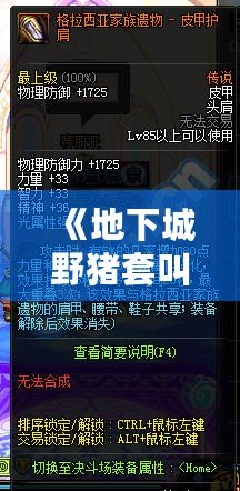 《地下城野豬套叫什么名字？揭秘地下城游戲中的野豬套裝備》