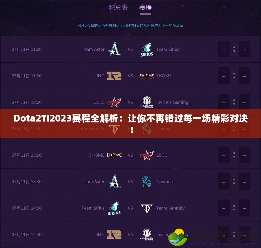 Dota2TI2023賽程全解析：讓你不再錯過每一場精彩對決！