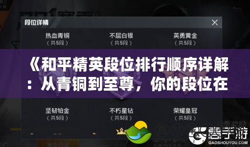 《和平精英段位排行順序詳解：從青銅到至尊，你的段位在哪兒？》