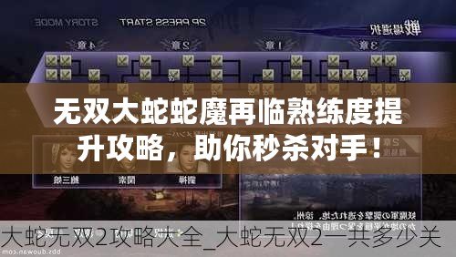 無雙大蛇蛇魔再臨熟練度提升攻略，助你秒殺對(duì)手！