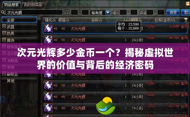 次元光輝多少金幣一個？揭秘虛擬世界的價值與背后的經(jīng)濟密碼