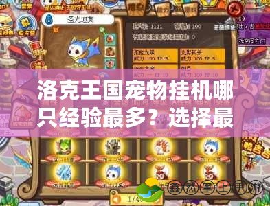 洛克王國寵物掛機(jī)哪只經(jīng)驗(yàn)最多？選擇最佳掛機(jī)寵物，讓你輕松升級(jí)！