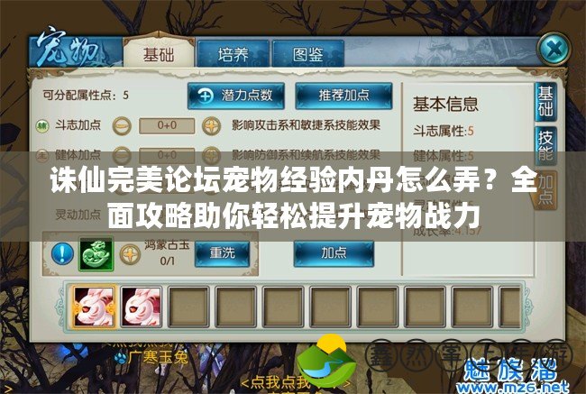 誅仙完美論壇寵物經(jīng)驗(yàn)內(nèi)丹怎么弄？全面攻略助你輕松提升寵物戰(zhàn)力