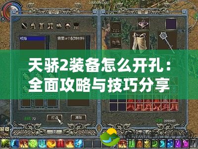 天驕2裝備怎么開孔：全面攻略與技巧分享