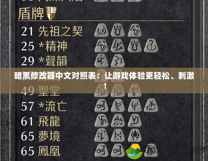 暗黑修改器中文對照表：讓游戲體驗更輕松、刺激！