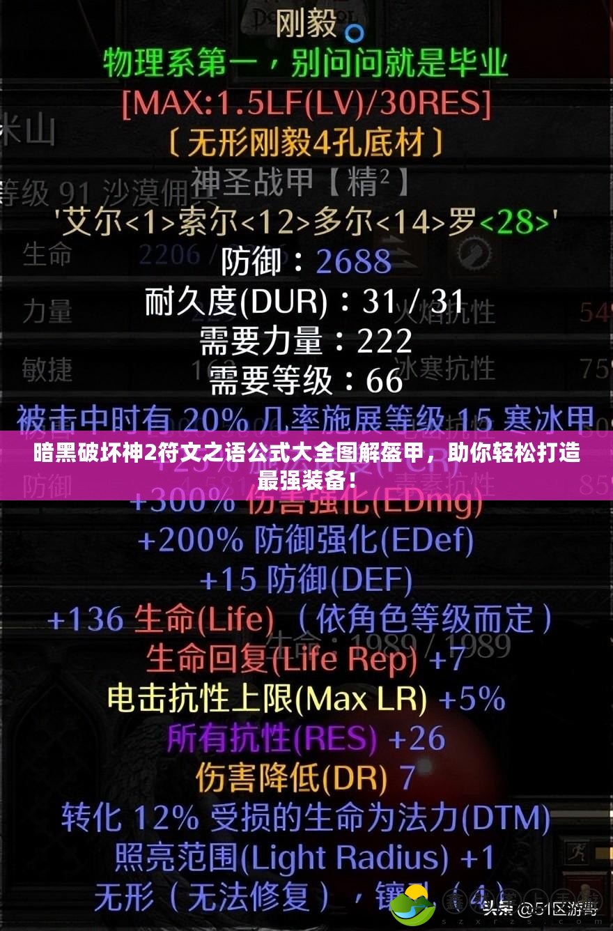 暗黑破壞神2符文之語公式大全圖解盔甲，助你輕松打造最強裝備！