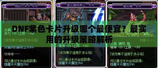 DNF紫色卡片升級哪個最便宜？最實用的升級策略解析